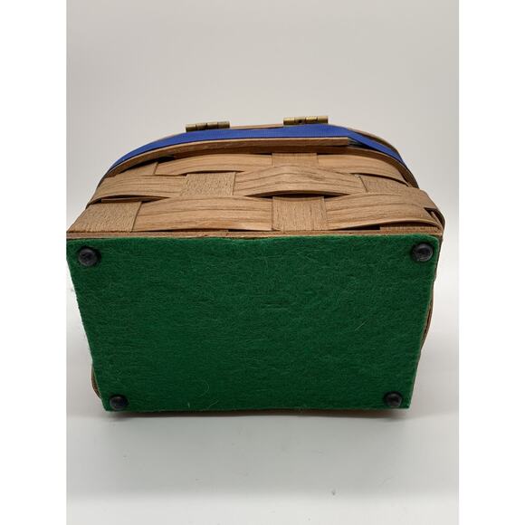 Vintage Hand Painted Signed Basket Purse Girl Ice Skating 8” x 5.75” Lined - Picture 5 of 9